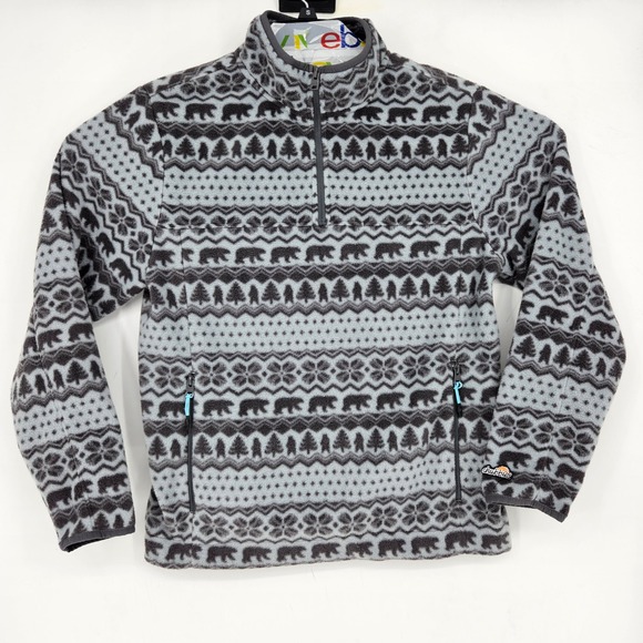 Chubbies Pullover Mens Medium Quarter Zip Fleece Sweater Outdoor Hiking Bears - Picture 1 of 11